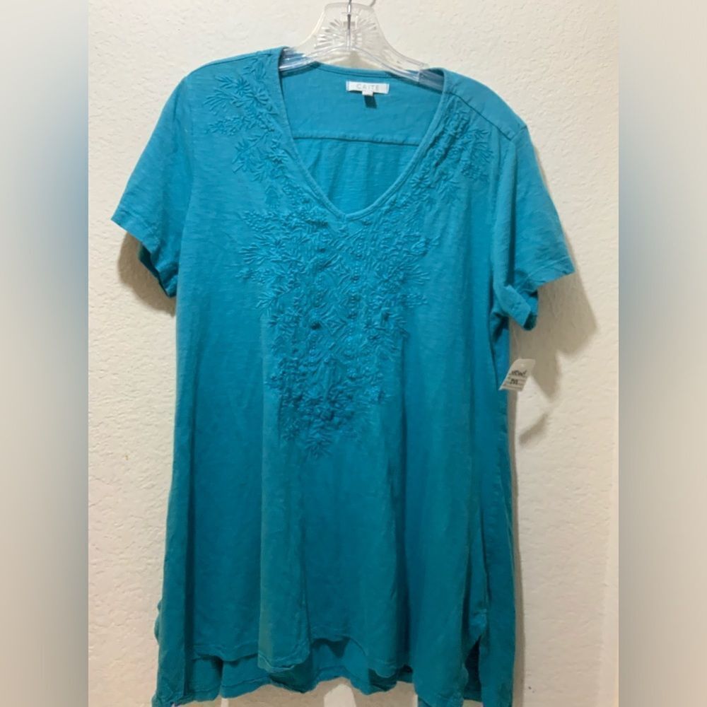 Anthropologie Caite Floral mini Embroidered Dress blue size M